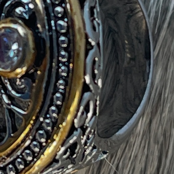 COCKTAIL  RING GOLD SILVER COLOR METALS  CRYSTALS - Picture 4 of 7